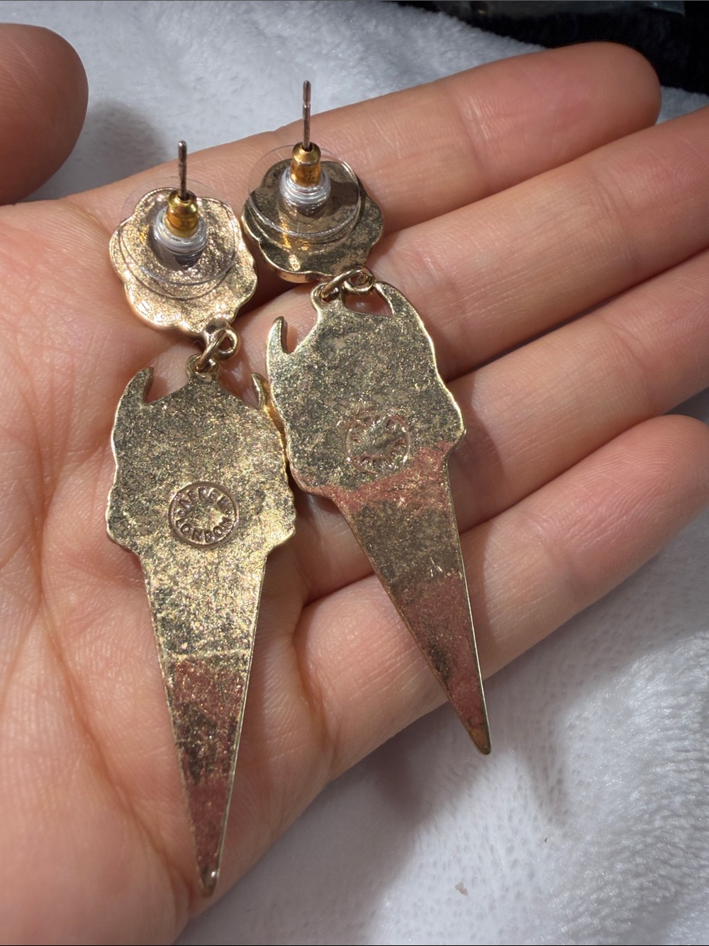 Gold Angel Wing Drop Earrings - Women's Jewelry - Picture 3 of 6
